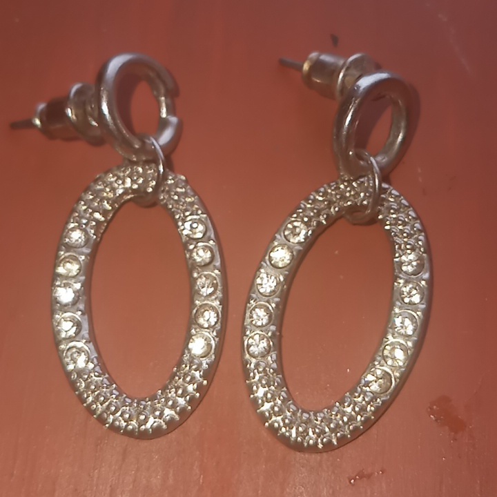 Silver Hoop Sparkle Earrings 7$